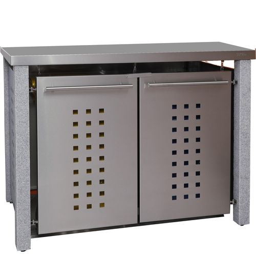 Mülltonnenbox Typ-ND, 2x 120l, Türfarbe Edelstahl