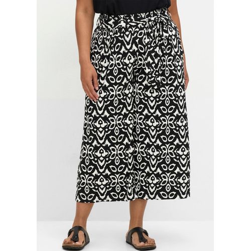 Culotte SHEEGO, Damen, Gr. 42, Normalgrößen, schwarz-weiß (schwarz, weiß), 95% Viskose, 5% Elasthan, Hosen
