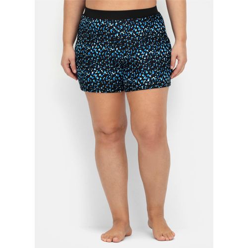 Badeshorts SHEEGO, Damen, Gr. 52, Normalgrößen, schwarz (schwarz, gemustert), Polyamid, Elasthan, Badehosen