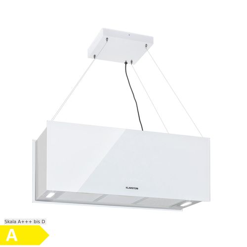 Kronleuchter XL Inselabzugshaube 90cm Umluft 590m³/h LED Touch weiß Weiß