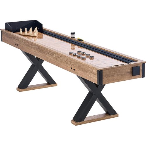 SucceBuy 9 Fuß 2-in-1 Shuffleboard-Tisch – Ideal für Familienunterhaltung! Dieser SucceBuy 9 Fuß Shuffleboard-Tisch kombiniert Shuffleboard und Bowling.
