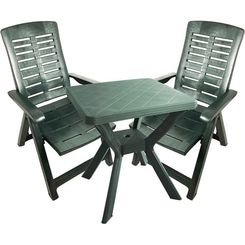 Kunststoff Sitzgarnitur Gartengarnitur Bistro Set 3-teilig Grün