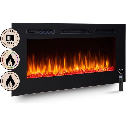 Elektrokamin BALDERIA Fiamma 48 - Einbaukamin, Heizung 2000W - Schwarz