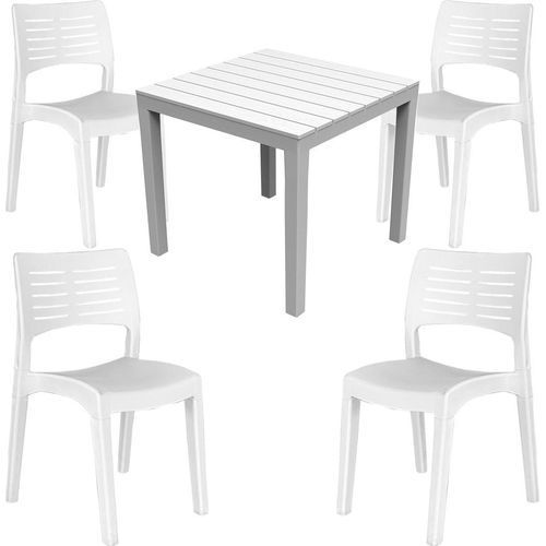 Gartengarnitur Gartenmöbel Campingmöbel Bistrogarnitur 5-teilig Weiß