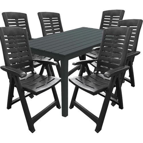Garten Sitzgarnitur Gartenmöbel Outdoormöbel 7tlg Anthrazit Holzoptik