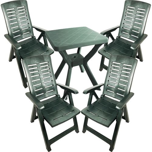 Kunststoff Sitzgarnitur Gartengarnitur Bistro Set 5-teilig Grün