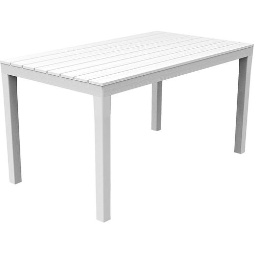Gartentisch Terrassentisch Rechteckig Weiß Holz-Optik 138x80x72cm