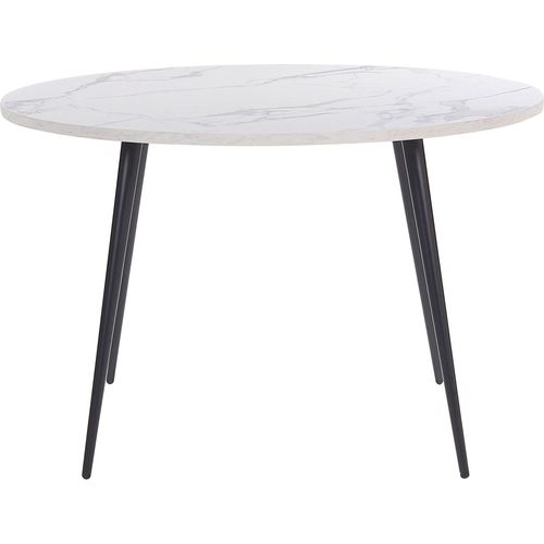 BELIANI Esstisch Weiß / Schwarz 120 cm aus MDF-platte und Metall in Marmoroptik Wohnzimmer Esszimmer Salon Küche Rund Minimalistisch Modern