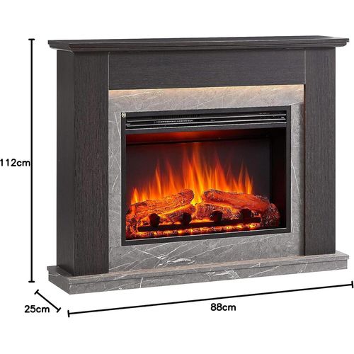 Elektrokamin BALDERIA Ajax, Standkamin mit 3D-Flammeneffekt, Heizung 2000W - dunkle Eiche