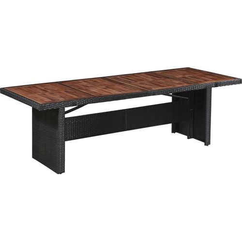 Gartentisch 240x90x74 cm Poly Rattan und Massivholz Akazie