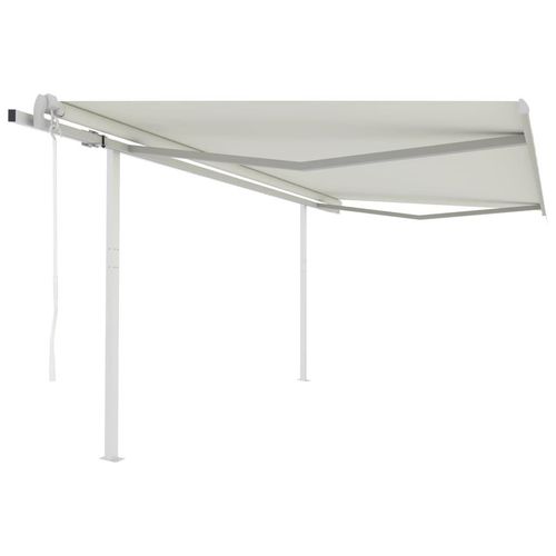 Markise Automatisch Einziehbar mit Pfosten 4x3,5 m Creme 3070027