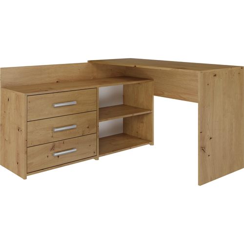 ADGO, Eck Schreibtisch Groß und Kommode Dany, 120x50x76, Artisan-eiche