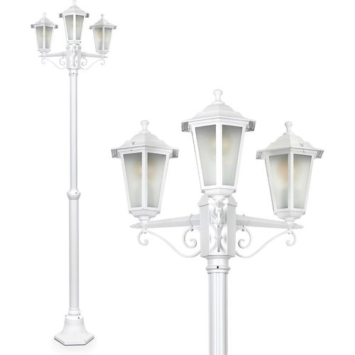 Rivale Außenwegeleuchte aus Metall/Glas in Weiß/Milchglas