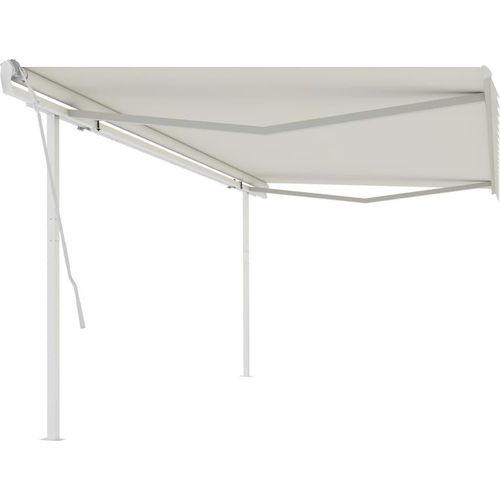 Markise Manuell Einziehbar mit Pfosten 5x3 m Creme
