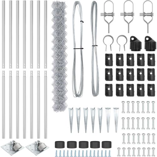 Drahtzaun mit 7 Spike-Posts 1,6x10 m verzinkter Stahl, Drahtzäune DesignMöbel Neu