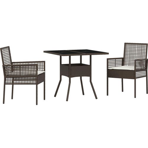 Möbel 3-teilige Garten Essgruppe Braun Poly Rattan - Gartenstühle 3334925