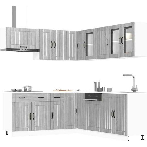 11-tlg. Küchenschrank-Set Lucca Grau Sonoma Holzwerkstoff
