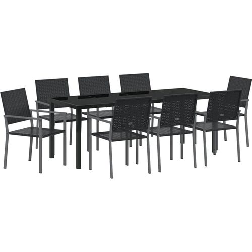 Set von 5 Schwarz PE-Rattan, pulverbeschichteter Stahl, Gartenstühle DesignMöbel Neu