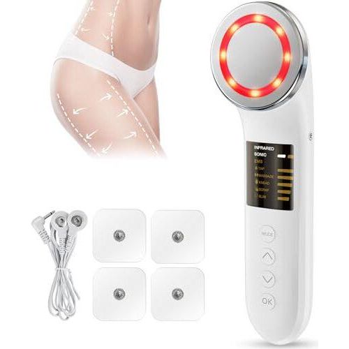 Anti-Cellulite-Massagebaste Elektrisch, 3-in-1-Antizellulite-Geräte, Massage EMS rotes Licht, Ultraschall-R/F-Schönheitsgerät, Maschinenbauch, Arme, B