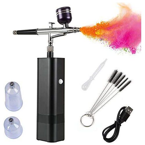 Airbrush Mehrzweck tragbares drahtloses Set, 32psi wiederaufladbares Handbuch Set Make-up, Kuchendekoration, Farbmuster, Nagelkunst, Tätowierungen (1)