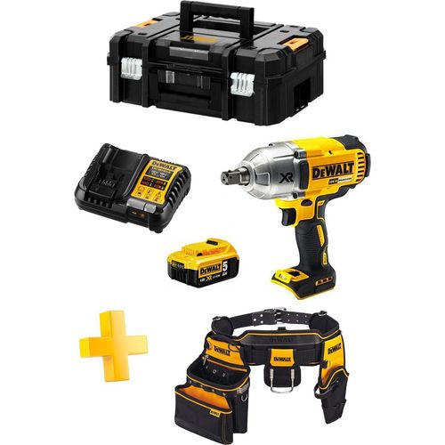 Schlagschrauber DeWALT DCF899P1T (1 x 5,0 Ah + DCB1104 + TSTAK II + Werkzeughalter Gürtel DWST1-75552)