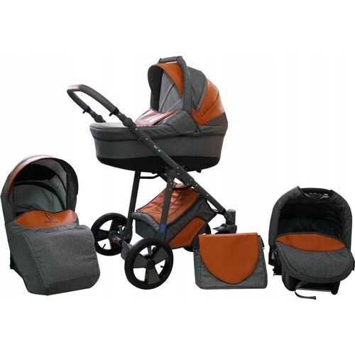 Kinderwagen 3in1 Set Amberline Perlo Karamel mit ISOFIX, voll ausgestattet