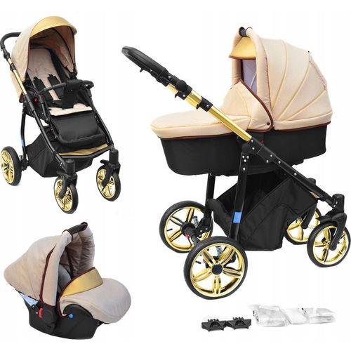 Kinderwagen 3in1 Gold - Leicht, Multifunktional, mit Isofix-kompatiblem Autositz