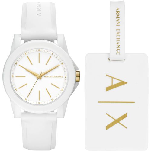 Quarzuhr ARMANI EXCHANGE, weiß, Armbanduhren, Damen, Armbanduhr, Damenuhr, Silikonarmband, Geschenkidee