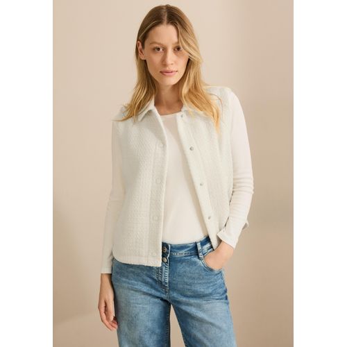 Kurzweste CECIL, Damen, Gr. L (42), beige (raw sand beige), Stoff, 100% Polyester, unifarben, casual, normal normal, ohne Ausschnitt, Westen, mit Knopfleiste