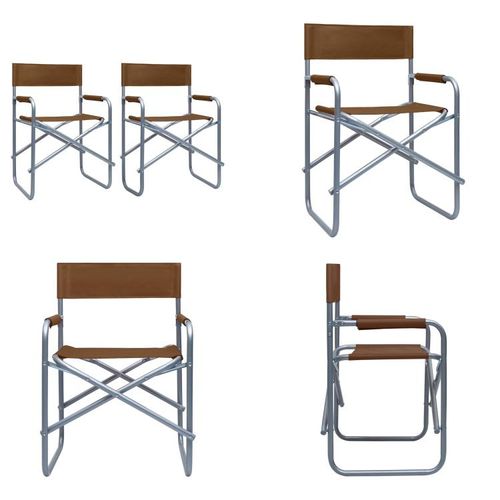 vidaXL Regiestühle 2 Stk. Stahl Braun - Regiestuhl - Regiestühle - Gartenstuhl - Gartenstühle