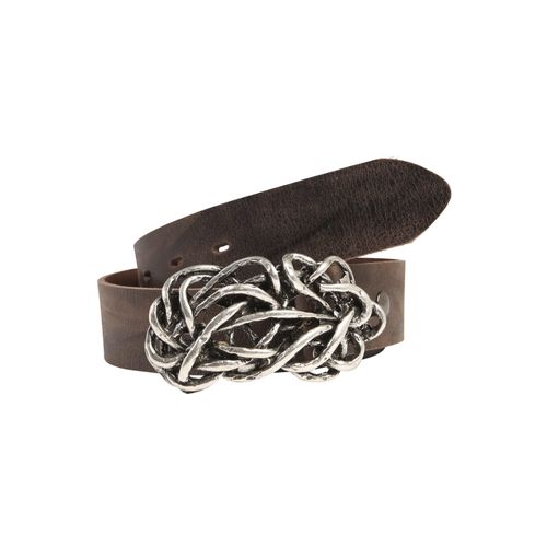 Ledergürtel, Damen, Gr. 95, braun (dunkelbraun), Rindsleder, RETTUNGSRING BY SHOWROOM 019, unifarben, modisch, Gürtel, mit Koppelschließe in Knoten-Optik, wechselbar