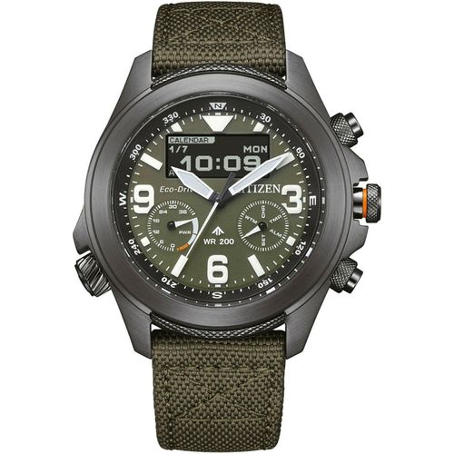 Solaruhr CITIZEN, grün, Armbanduhren, Herren, Armbanduhr, Herrenuhr, Edelstahlarmband, analog, digital, Tag