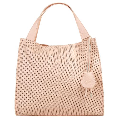 Shopper CLUTY, Damen, Gr. B/H/T: 38cm x 28cm x 10cm onesize, rosa, Leder, Strukturmuster, Taschen, echt Leder, Made in Italy