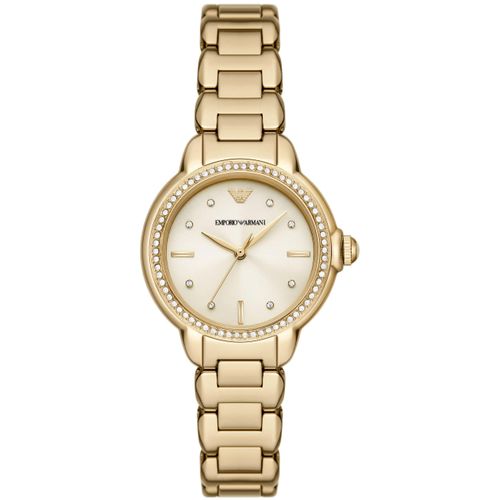 Quarzuhr EMPORIO ARMANI, gold (goldfarben), Armbanduhren, Damen, Armbanduhr, Damenuhr, analog, Edelstahlarmband