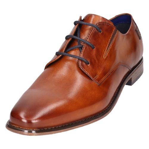Schnürschuh BUGATTI, Herren, Gr. 41, braun (cognac), Leder, Basic, Schuhe, Business Schuh, Anzugschuh mit feinem Blockabsatz