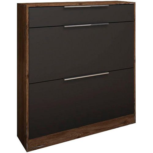 Schuhschrank BORCHARDT MÖBEL, eiche vintage, graphit matt, B:89cm H:96cm T:24cm, Schränke, Stehende Montage, Wandmontage & Glasböden unter Mehr aus der Serie