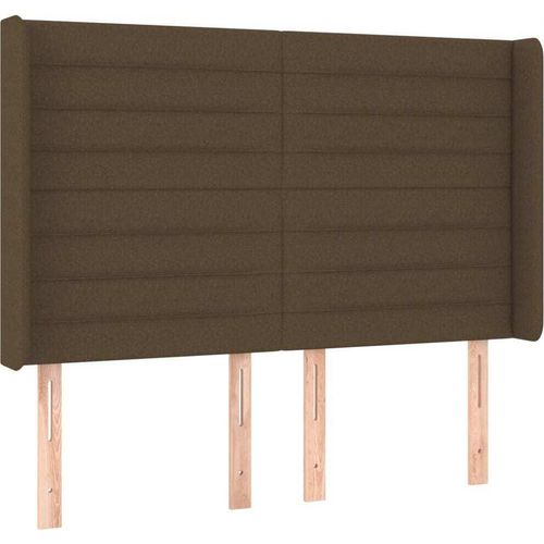 vidaXL Kopfteil mit Ohren Dunkelbraun 147x16x118/128 cm Stoff