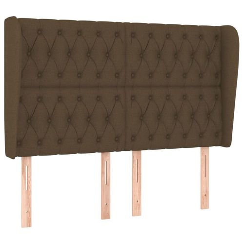 vidaXL Kopfteil mit Ohren Dunkelbraun 147x23x118/128 cm Stoff