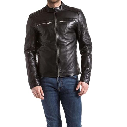 Blaue Wellford Idannus Männer Leder schwarz Pilot Jacke XL