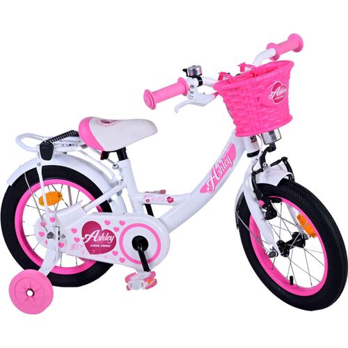 Volare Kinderfahrräder Mädchen Ashley 14 Zoll 22,5 cm Mädchen Rücktrittbremse Weiß/Rosa