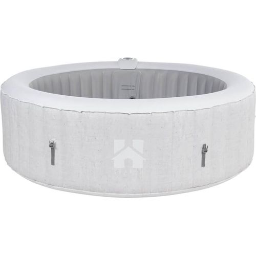 HOME DELUXE - Outdoor Whirlpool - SPLASH + Kissen, Getränkehalter und Sonnendach - Farbe: Beton- 208 cm, 130 Luftdüsen - inkl. Abdeckung, Reparaturset, Filterset I Außen Spa für 6 Personen