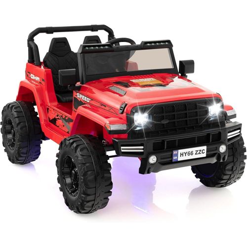 24V Elektroauto für Kinder, Elektrofahrzeug mit Fernbedienung & Hupe & LED- Leuchten & Musik, Auto 2 Sitzer, Kinder von 3-8 Jahren (Rot)