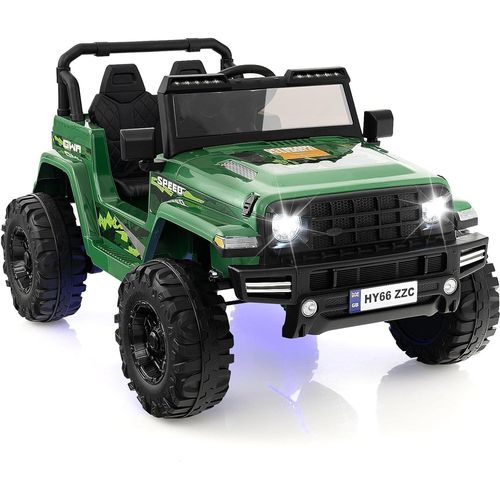 24V Elektroauto für Kinder, Elektrofahrzeug mit Fernbedienung & Hupe & LED- Leuchten & Musik, Auto 2 Sitzer, Kinder von 3-8 Jahren (Grün)