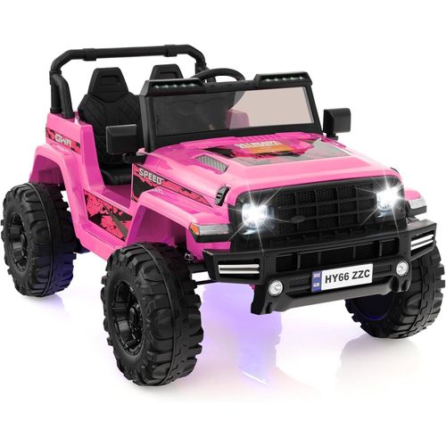 24V Elektroauto für Kinder, Elektrofahrzeug mit Fernbedienung & Hupe & LED- Leuchten & Musik, Auto 2 Sitzer, Kinder von 3-8 Jahren (Rosa)