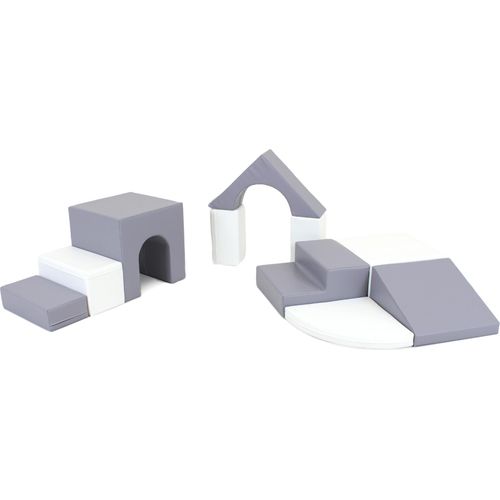 IGLU Soft Play Softbausteine Schaumstoffbausteine Riesenbausteine Bauklötze Spielbausteine mit Anti-Rutsch 10 TLG. Grau/Weiß