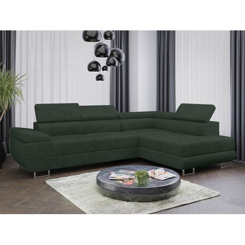 Sofa Couchgarnitur Sofagarnitur ALMA L im Cord Stoff mit Schlaffunktion und Bettkasten Wohnlandschaft Couch Polsterecke Eckcouch Polstergarnitur