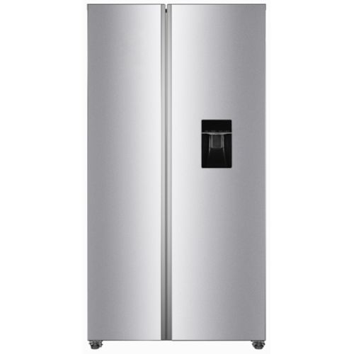 PKM SBS444DIXWD Side by Side Kühlschrank, Kühl-Gefrierkombination, 439 L, 2-türig mit Wasserspender, Inox Design