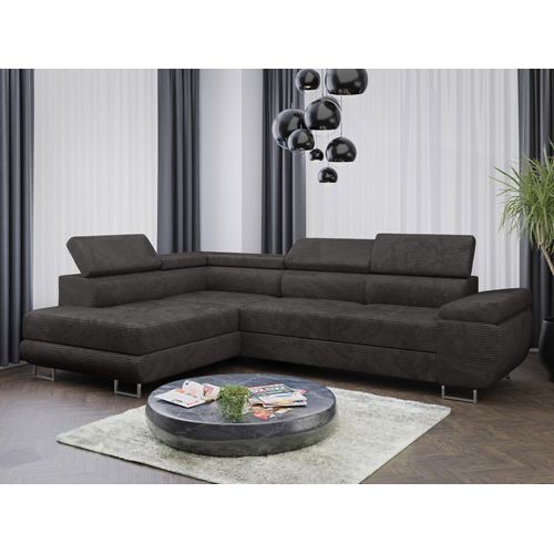 Sofa Couchgarnitur Sofagarnitur ALMA L im Cord Stoff mit Schlaffunktion und Bettkasten Wohnlandschaft Couch Polsterecke Eckcouch Polstergarnitur