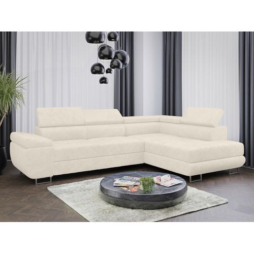 Sofa Couchgarnitur Sofagarnitur ALMA L im Cord Stoff mit Schlaffunktion und Bettkasten Wohnlandschaft Couch Polsterecke Eckcouch Polstergarnitur