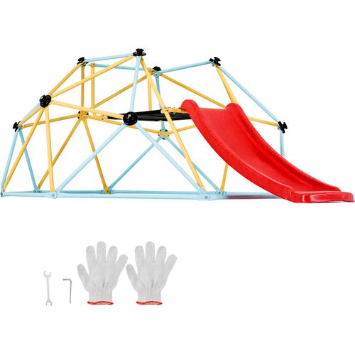 SucceBuy 8FT Kletterkuppel, geometrisches Kuppelklettergerät mit Rutsche, trägt 600 Pfund. Geeignet für Kinder von 3-9, einfacher Aufbau. Tolles Spielgerät für drinnen und draußen für Kinder.